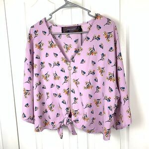 Code‎ x Mode Floral Print Tie Front Blouse
